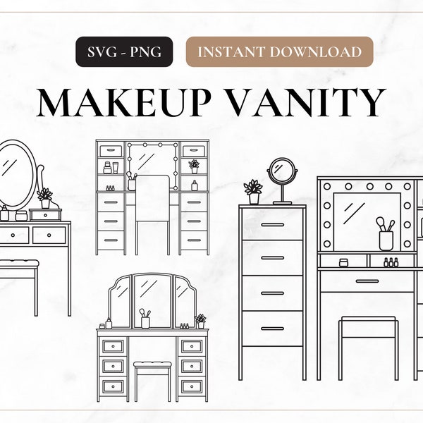 Makeup Vanity SVG, PNG, Dressing Table, Makeup Table