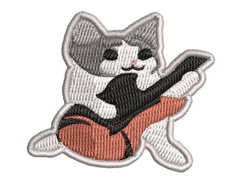 Gitarre Katze Stickmusterdatei - 2 Größen - Instant Download