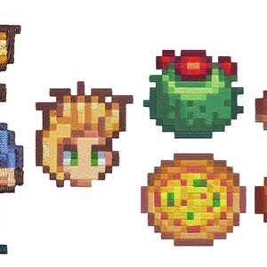 Stardew Valley Sam and Favorites Machine Embroidery Design Files - 2 Sizes - Instant Download