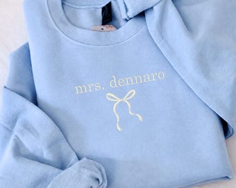 Custom Embroidered Bride Crewneck Sweatshirt, Mrs. Custom Crewneck