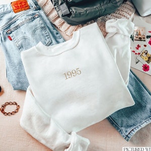 Embroidered Custom Birth Year Sweatshirt, Embroidered Unisex Birthday Gift Sweatshirt