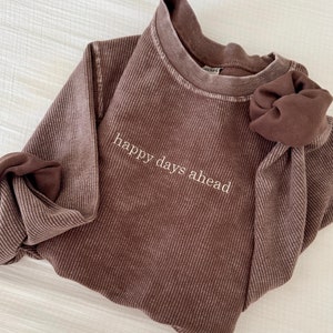 Custom Embroidered Corded Sweatshirt, Varsity Crewneck, Embroidered Waffle Knit Crewneck, Personalized Crew, Custom Sweatshirt, Oversized bild 1