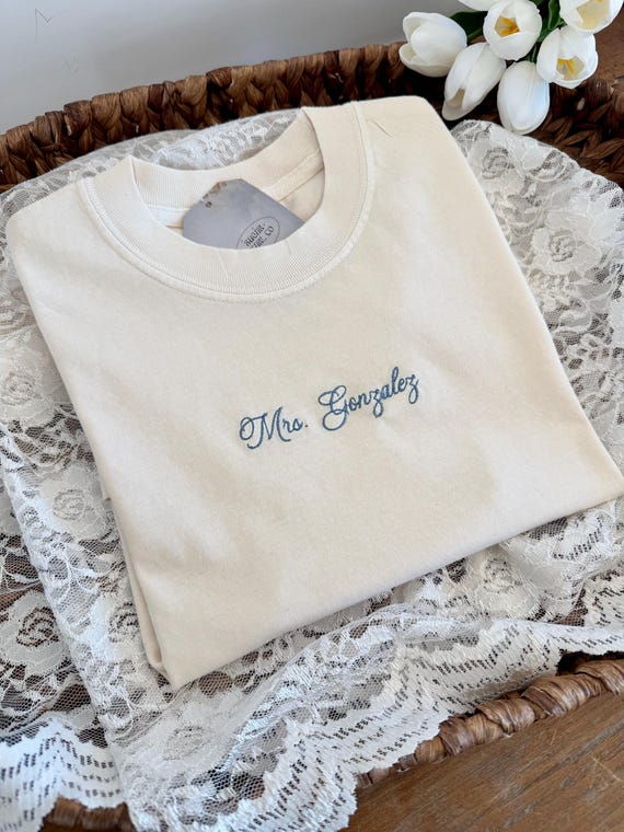 Custom Embroidered Comfort Colors Bride Tee, Ultra Soft Wedding Shirt