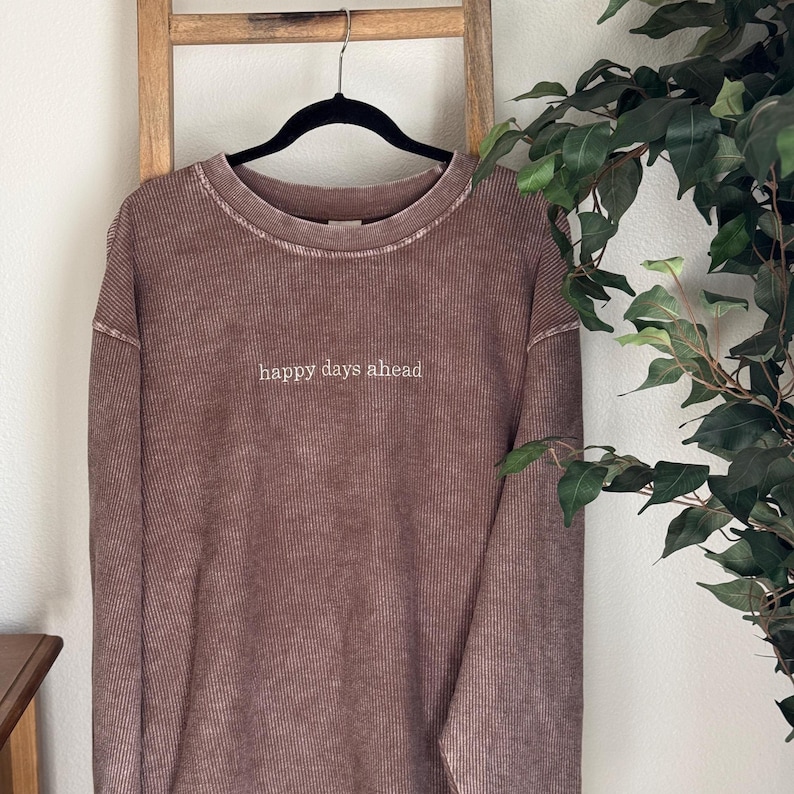 Custom Embroidered Corded Sweatshirt, Varsity Crewneck, Embroidered Waffle Knit Crewneck, Personalized Crew, Custom Sweatshirt, Oversized bild 2