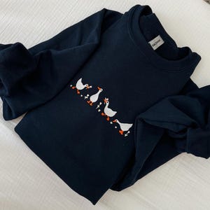 Embroidered Duck Duck Sweatshirt, Goose Sweatshirt, Farm Animals Embroidery Sweatshirt