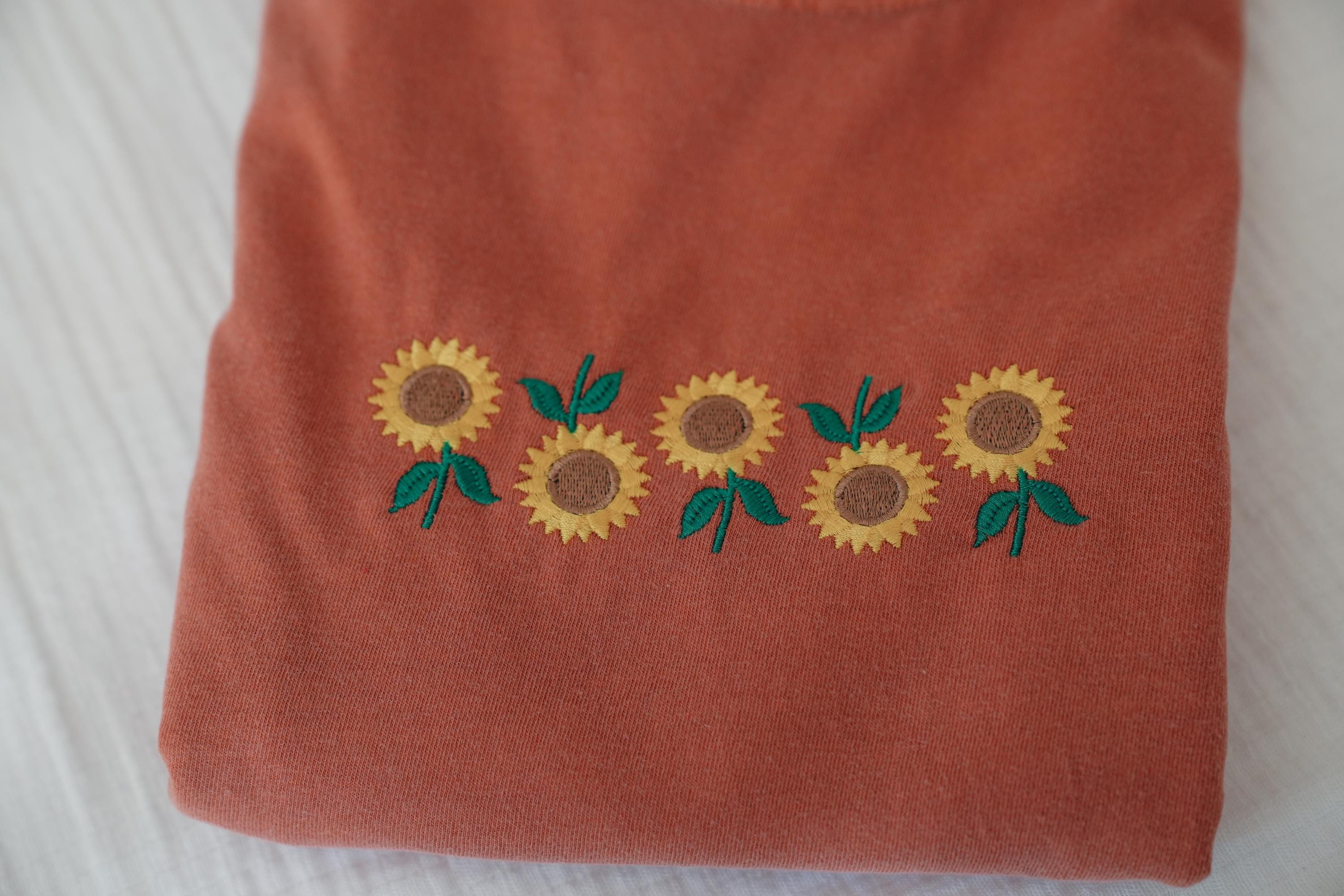 Embroidered Sunflowers Comfort Colors Tee, Cute Vintage Flower Embroidered Ultra Soft Tee, Cottagecore TShirt
