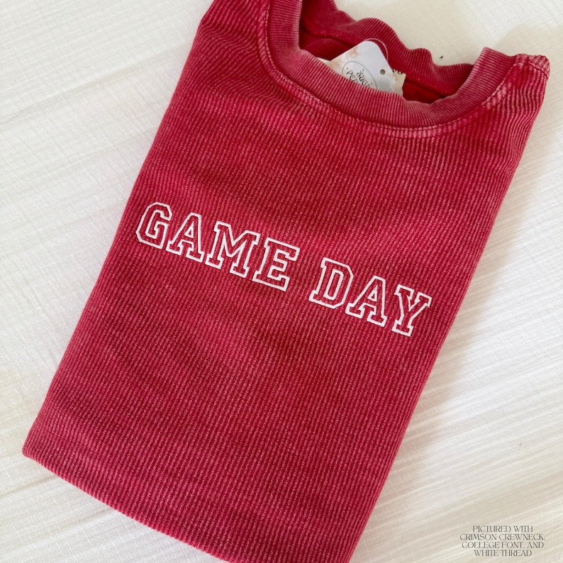 Custom Embroidered Corded Sweatshirt, Varsity Crewneck, Embroidered Waffle Knit Crewneck, Personalized Crew, Custom Sweatshirt, Oversized bild 5