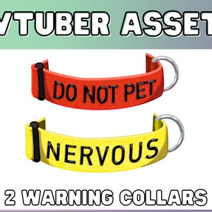 Warning Label Collars for Vtuber Models - Vtuber Asset collar for twitch OBS streamlabs cute funny for any vtuber