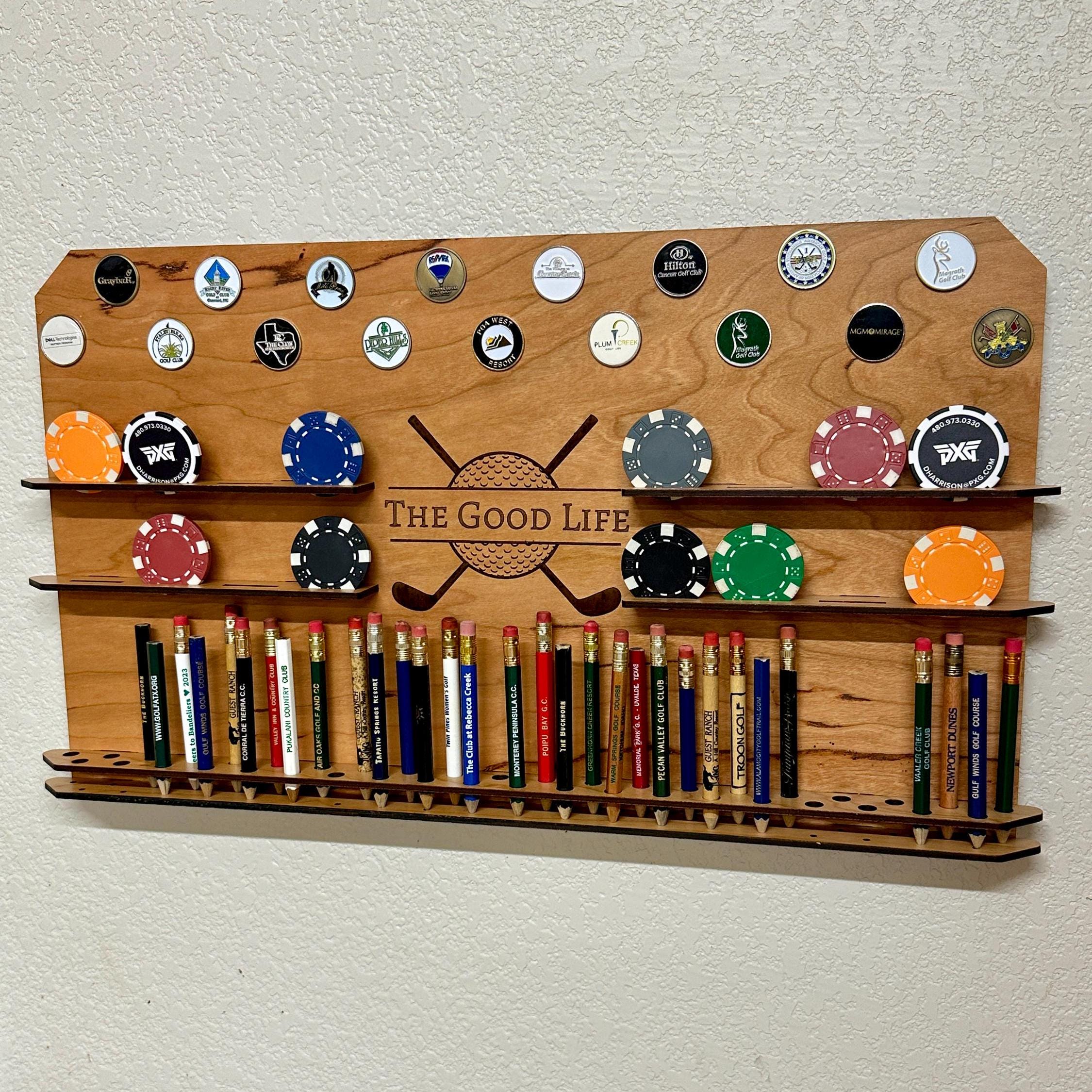 Personalized Golf Ball Marker, Poker Chip and Golf Pencil Display - Unique Golf Gift for Him - Golf Gifts for Dad - Unique Golf Gift