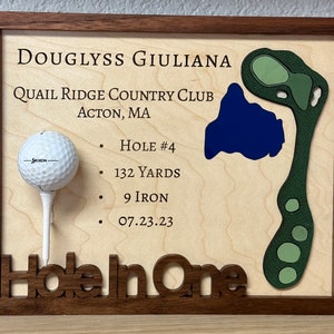 Personalized Hole In One Display Custom Golf Gift Sports Gifts Dad Christmas Gift Personalized Golf Gift Golf Decor and Gifts image 1