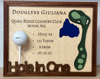 Personalized Hole In One Display | Custom Golf Gift | Sports Gifts | Dad Christmas Gift | Personalized Golf Gift | Golf Decor and Gifts