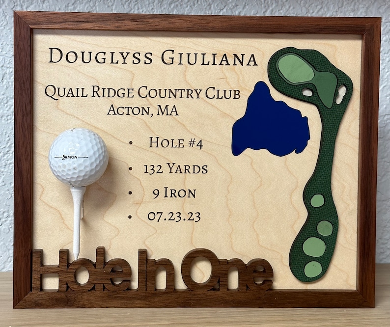 Personalized Hole In One Display Custom Golf Gift Sports Gifts Dad Christmas Gift Personalized Golf Gift Golf Decor and Gifts image 1