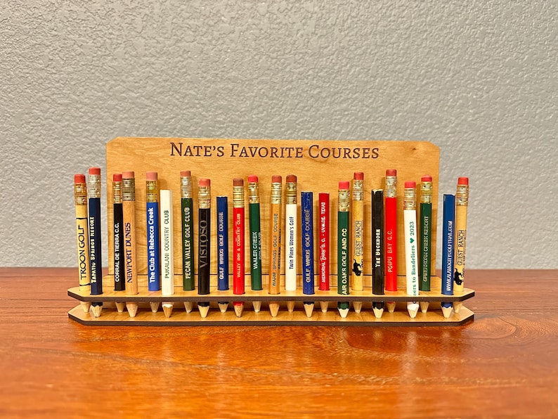 Personalized Golf Pencil Holder for Desk, Holds 23 Pencils, Custom Saying image 4