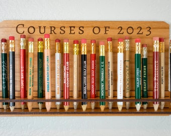 Wall Golf Pencil Holder | Golf Pencil Wood Shelf | Golfer Gift | Golf Pencil Display Stand | Dad Christmas Gift | Golf Home Decor