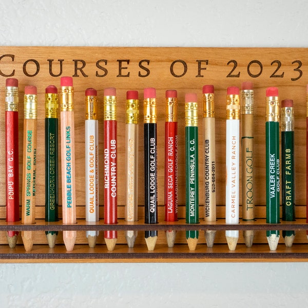 Wall Golf Pencil Holder | Golf Pencil Wood Shelf | Golfer Gift | Golf Pencil Display Stand | Dad Christmas Gift | Golf Home Decor