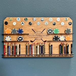 Golf Ball Marker & Pencil Display: Track Your Golf Courses. Get it Customized!