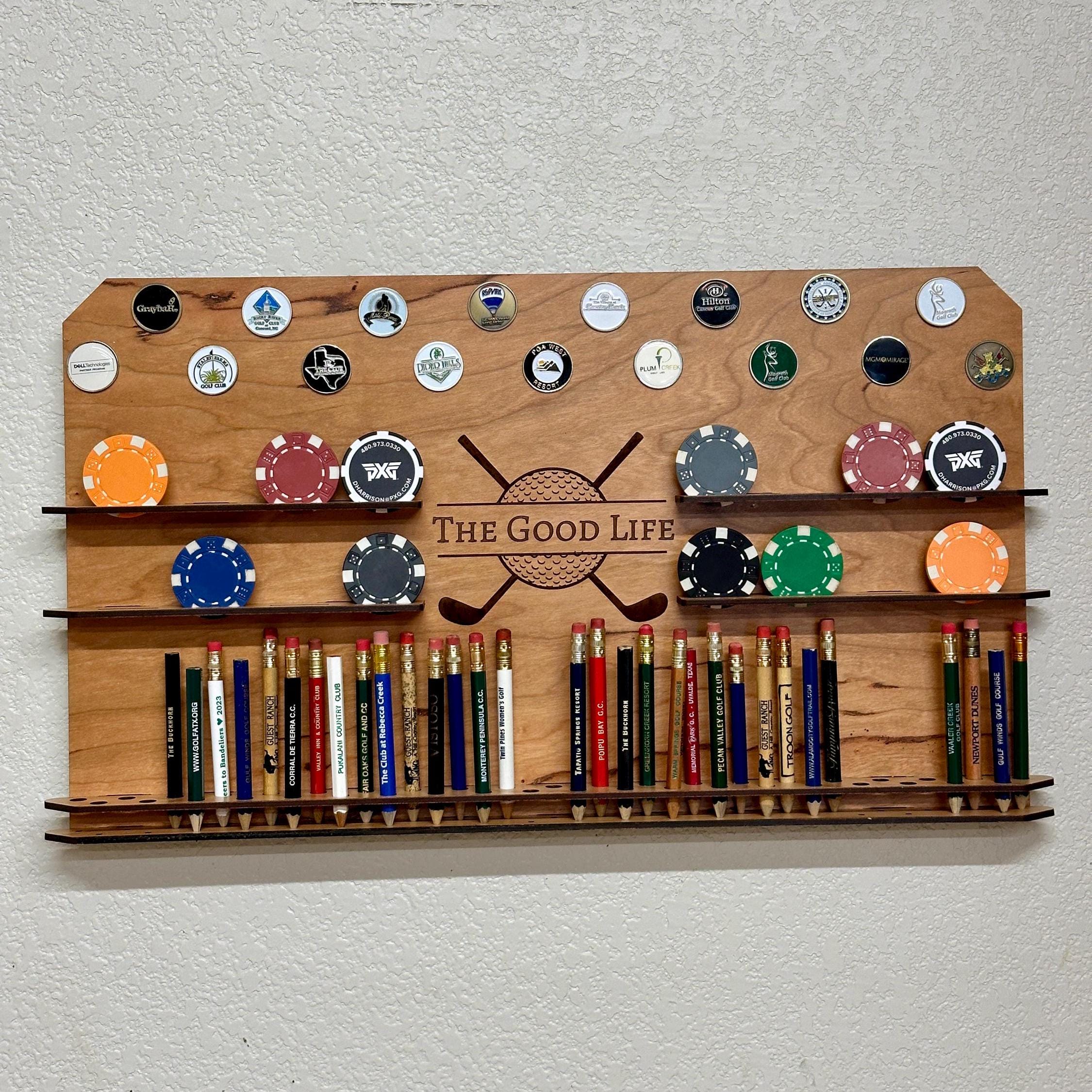 Personalized Golf Ball Marker, Poker Chip and Golf Pencil Display - Unique Golf Gift for Him - Golf Gifts for Dad - Unique Golf Gift