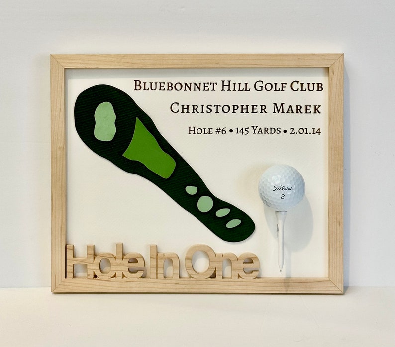 Personalized Hole in One Wall Hanging With Custom Hole Map Golf Gift