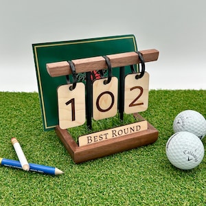 Best Round Score Display, Desk Golf Decor, Unique Golf Gifts for Dad, Personalized Golf Gift, Birthday or Father’s Day Gift for Golf Lover