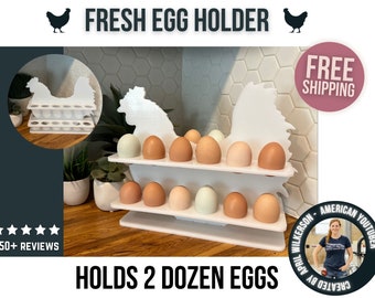 Fresh Egg Holder / Countertop Egg Display / Farmhouse Egg Stand / Chicken Decor for Homesteader or Farmer