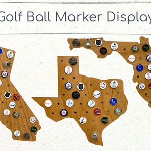 State Golf Ball Marker Display: Cherry Wood Golf Decor