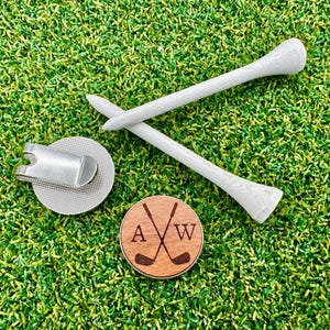 Custom Cherry Wood Golf Ball Marker with Magnetic Hat Clip