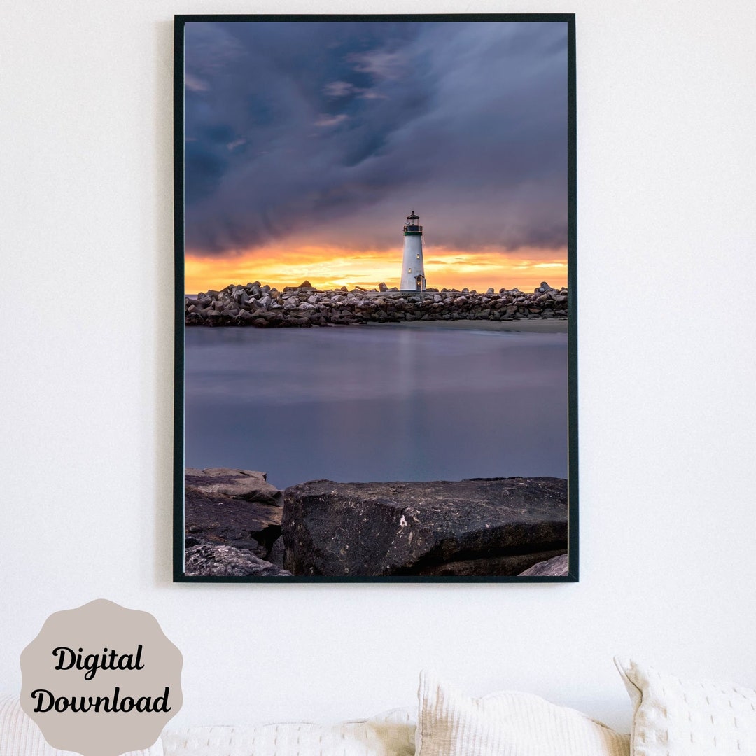Rock Light House L Digital Wall Art L Light House Prints L Living Room ...