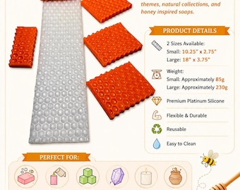 Honeycomb Silicone Soap Mat Mold | Honeycomb Texture Mold | Cold Process Soap Mold | Melt & Pour Soap Mold |  Silicone Soap Making Mold