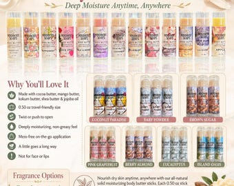 Mini Body Butter Stick: Natural Cocoa, Mango & Shea Butter - On-the-Go 0.50oz