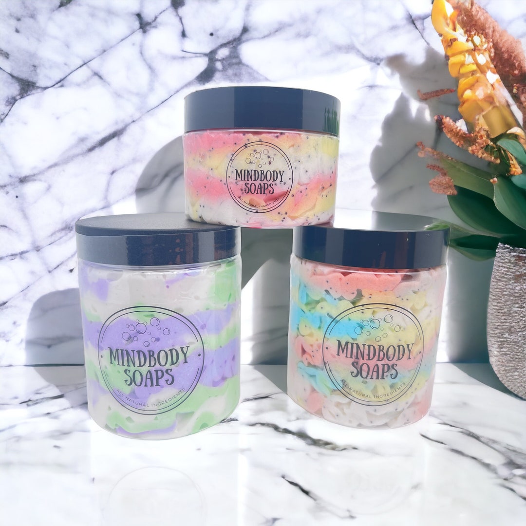 187 Scent Options, Foaming Body Sugar Scrubs, Tripple Butter Scrub With