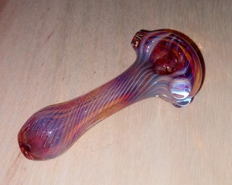 Thick Fumed Glass Pipe, Spiral Pipe, One of a Kind Pipe, Color Changing Pipe