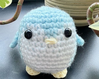 Mini Crochet Penguin Plushie (light blue) | Amigurumi