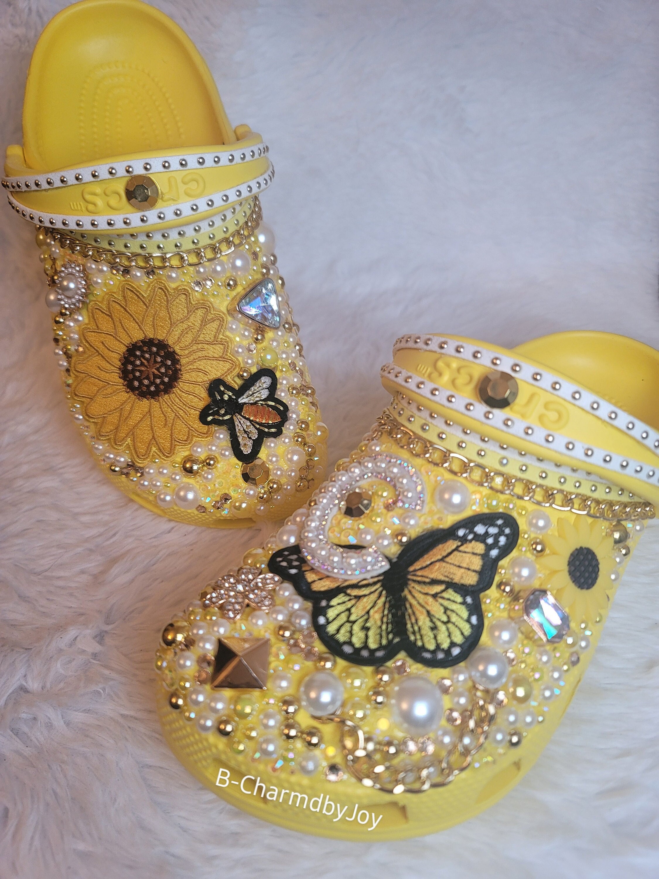 WHITE CUSTOM BLING CROCS – Hems and Hers