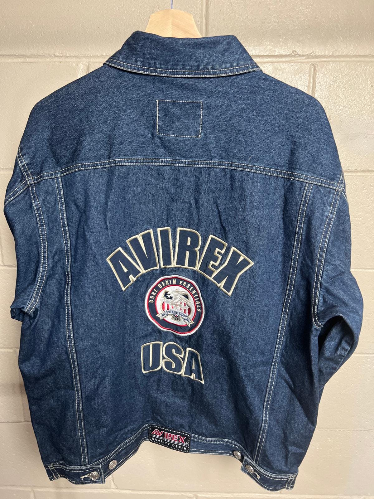 AVIREX　EMBROIDERY DENIM JAKET Y2k Era Avirex x PWPG Custom Denim Jacket (M