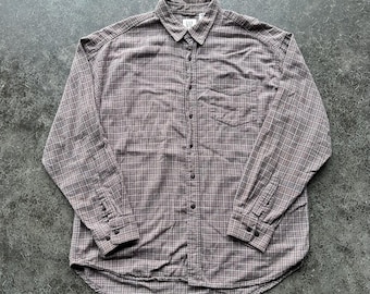 Vintage 90s Gap Brand Cotton-Rayon Blend Cozy Rustic Brown Layering Flannel Button Up Shirt XL