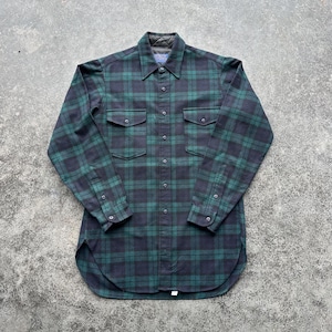 Vintage 80s Pendleton Forest Green Rustic Western Wool Flannel Button Up Shirt Medium image 1