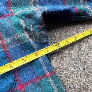 Vintage 90s Pendleton Cool Blue Rustic Leather Elbow Patch Western Wool Flannel Button Up Shirt Large afbeelding 9
