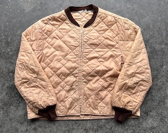 True Vintage 70s Two Tone Brown Honeycomb Thermal Layering Winter Wear Jacket Large