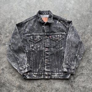Vintage 90s Levis Strauss Brand Black Galactic Wash Type 3 Denim Jean Western American Jacket Small