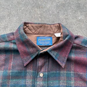 Vintage 90s Pendleton Cozy Red & Green Tones Rustic Western Wool Flannel Button Up Shirt Large image 4