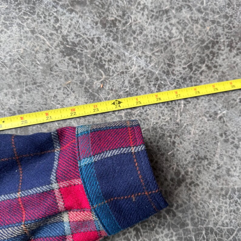 Vintage 90s Pendleton Autumn Tones Rustic Leather Elbow Patch Western Wool Flannel Button Up Shirt Large Bild 12
