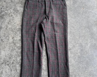 Vintage Mens Wool Pinstripe Pants Size 32x26 1970s Cropped Steel
