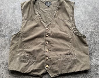 Vintage 90s Structure Brand Earth Tone Smokey Brown Cottage Core Fantasy Buckle Back Vest XL