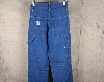 Vintage 1960s 70s Lee Brand Classic Americana Blue Denim Carpenter Utility Work Jeans 24x32
