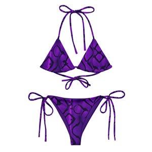 Bikini peau de serpent, bikini à cordons serpent violet, maillots de bain aux couleurs vives à imprimé animal, style polyvalent, tailles 2XS-6XL, maillot de bain deux pièces