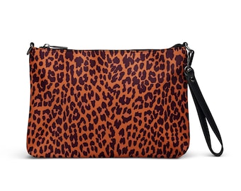 Orange Leopard Crossbody Bag, Cheetah Clutch Purse, Day to Night Clutch, Phone Wallet Clutch, Animal Print Wristlet with Detachable Straps