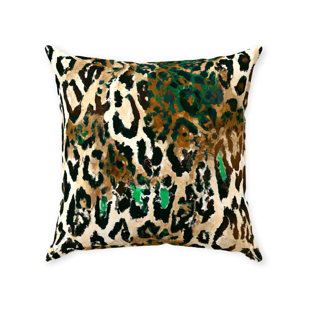 Emerald Leopard Throw Pillow, Luxury Animal Print Pillow, Accent Throw Pillow, Modern Home Decor
