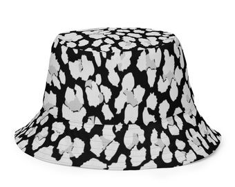Leopard Bucket Hat, Party Hat, Black and White Funky Rave Hat, Reversible Moisture-Wicking Bucket Hat, Festival Set, Floral Bucket Hat
