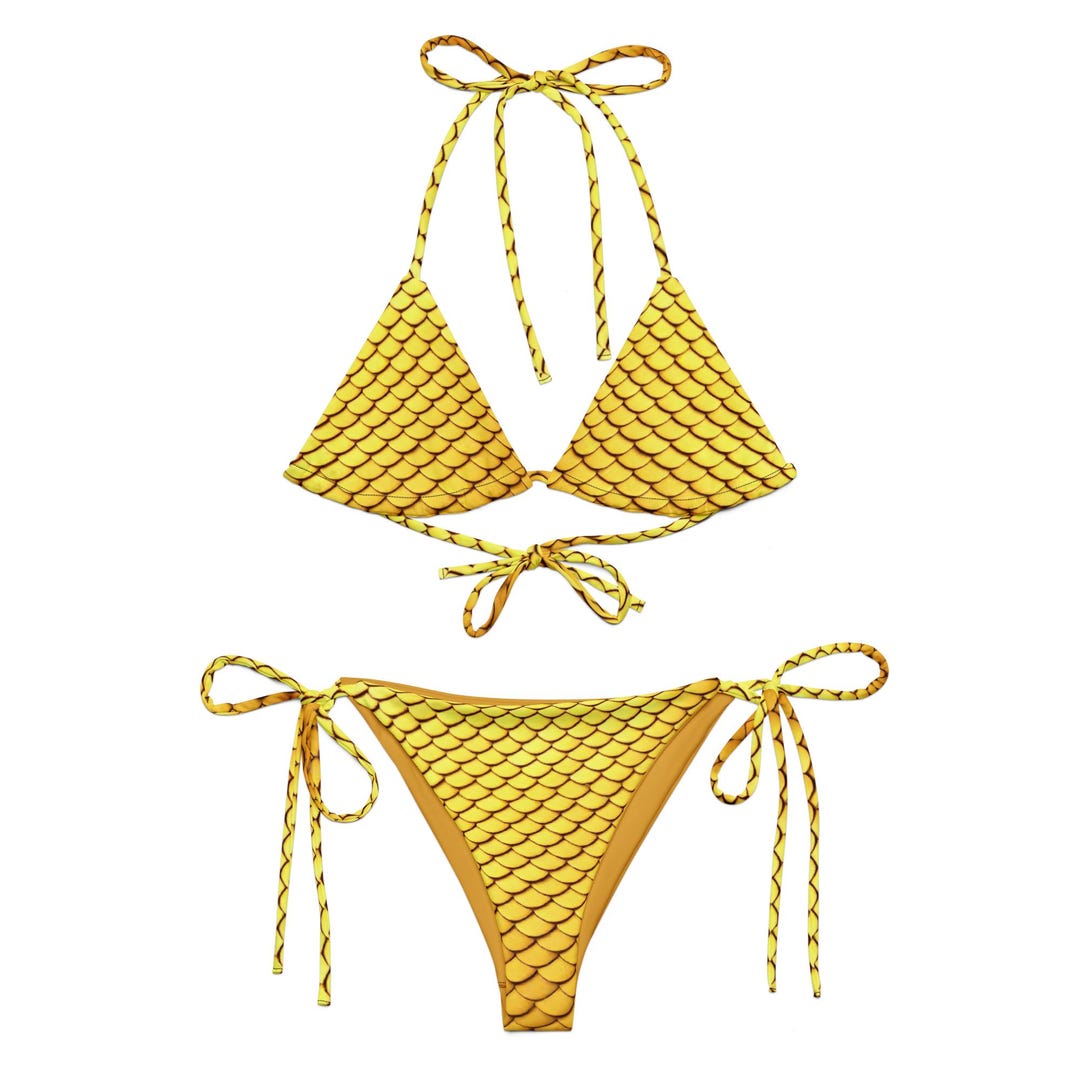 Triangle Top String Golden Dragon Scales String Bikini, Coin Bikini, Animal Print Bikini ...