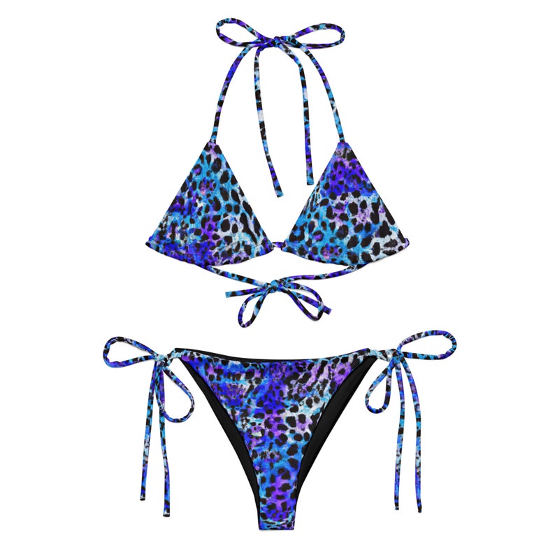 Vibrant Indigo Leopard Bikini, Blue and Purple String Bikini, Eco